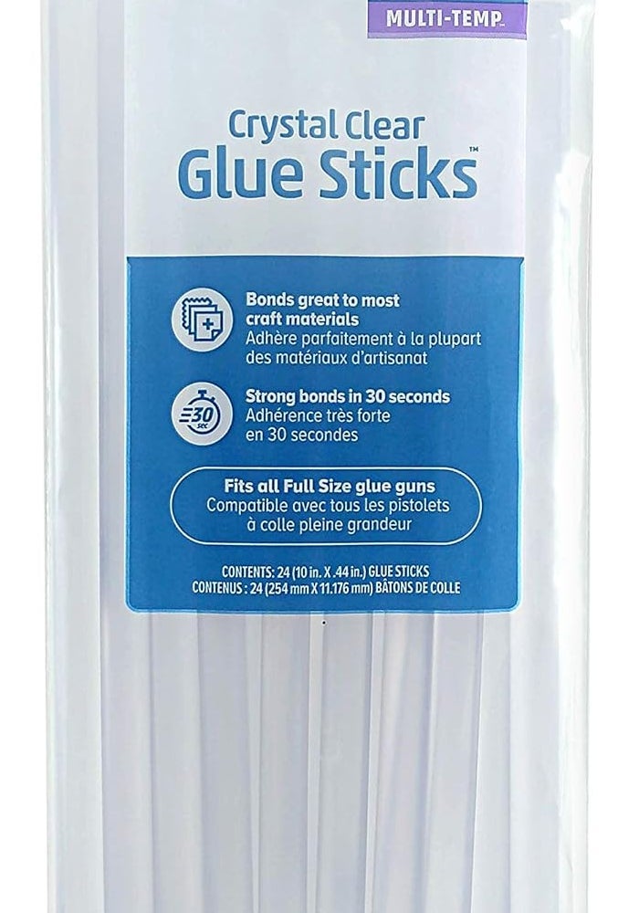 Adtech Crystal Clear Hot Glue Gun Sticks - 24 Full Size Craft Glue Sticks, 10" Long, 0.44" Diameter - Image 1